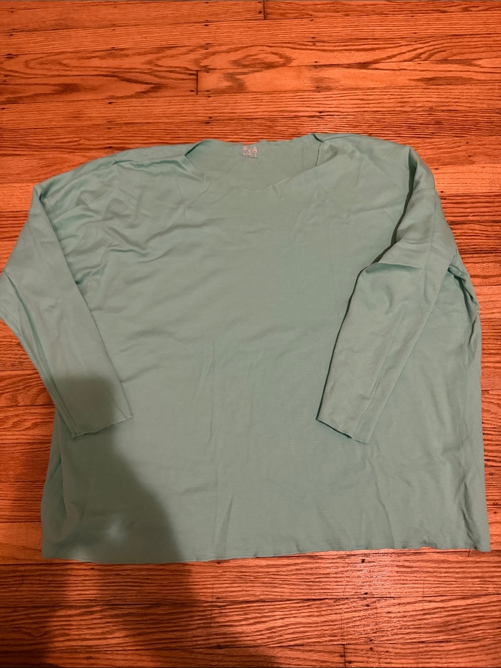 Relaxed Light Mint Green Long-Sleeve Crewneck Top